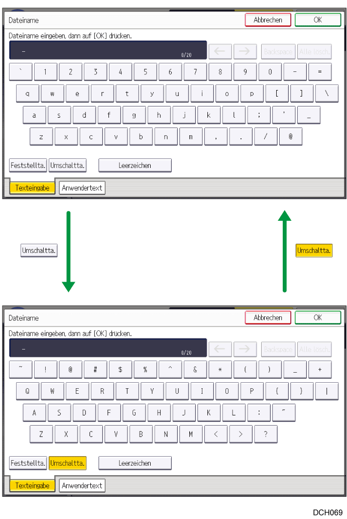 Abbildung der Tasten