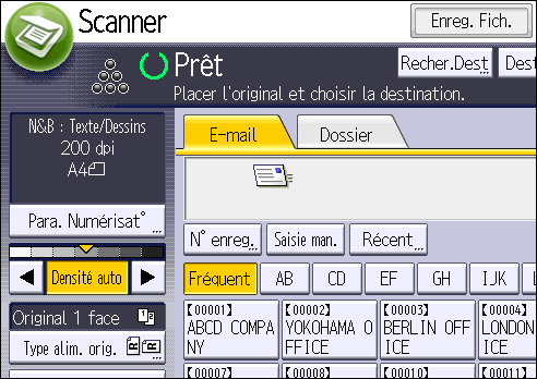 Illustration de l'écran du panneau de commande