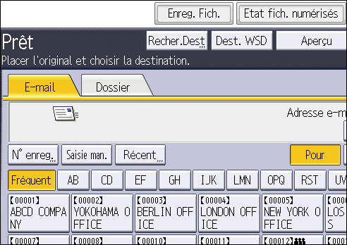 Illustration de l'écran du panneau de commande