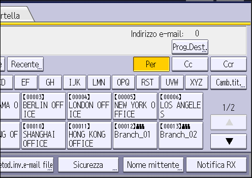 Illustrazione della schermata sul pannello operativo