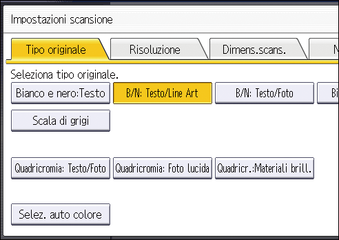 Illustrazione della schermata sul pannello operativo