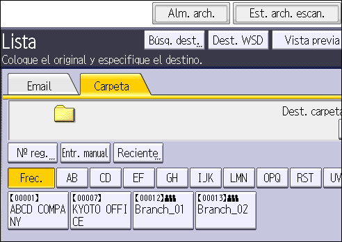 Ilustración de la pantalla del panel de operaciones