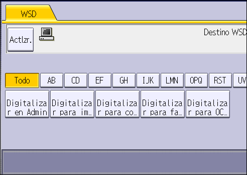 Ilustración de la pantalla del panel de operaciones
