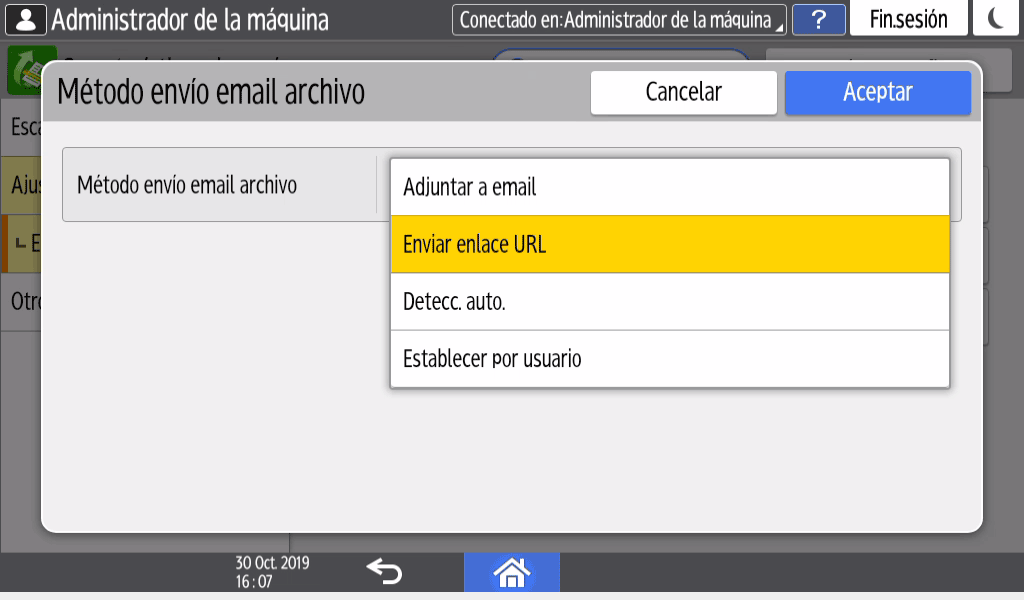 Ilustración de la pantalla del panel de operaciones