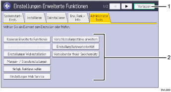 Nummerierte Abbildung Bedienfeld-Display