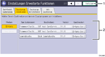Nummerierte Abbildung Bedienfeld-Display