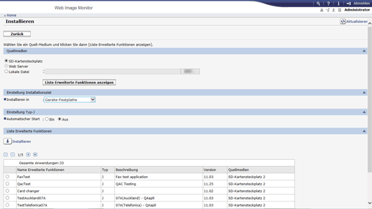 Webbrowser-Bildschirmdarstellung