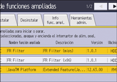 Illustration de l'écran du panneau de commande