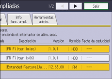 Illustration de l'écran du panneau de commande