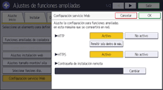 Illustrazione della schermata sul pannello di controllo