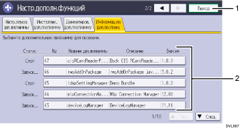 Иллюстрация экрана панели управления с пронумерованными сносками