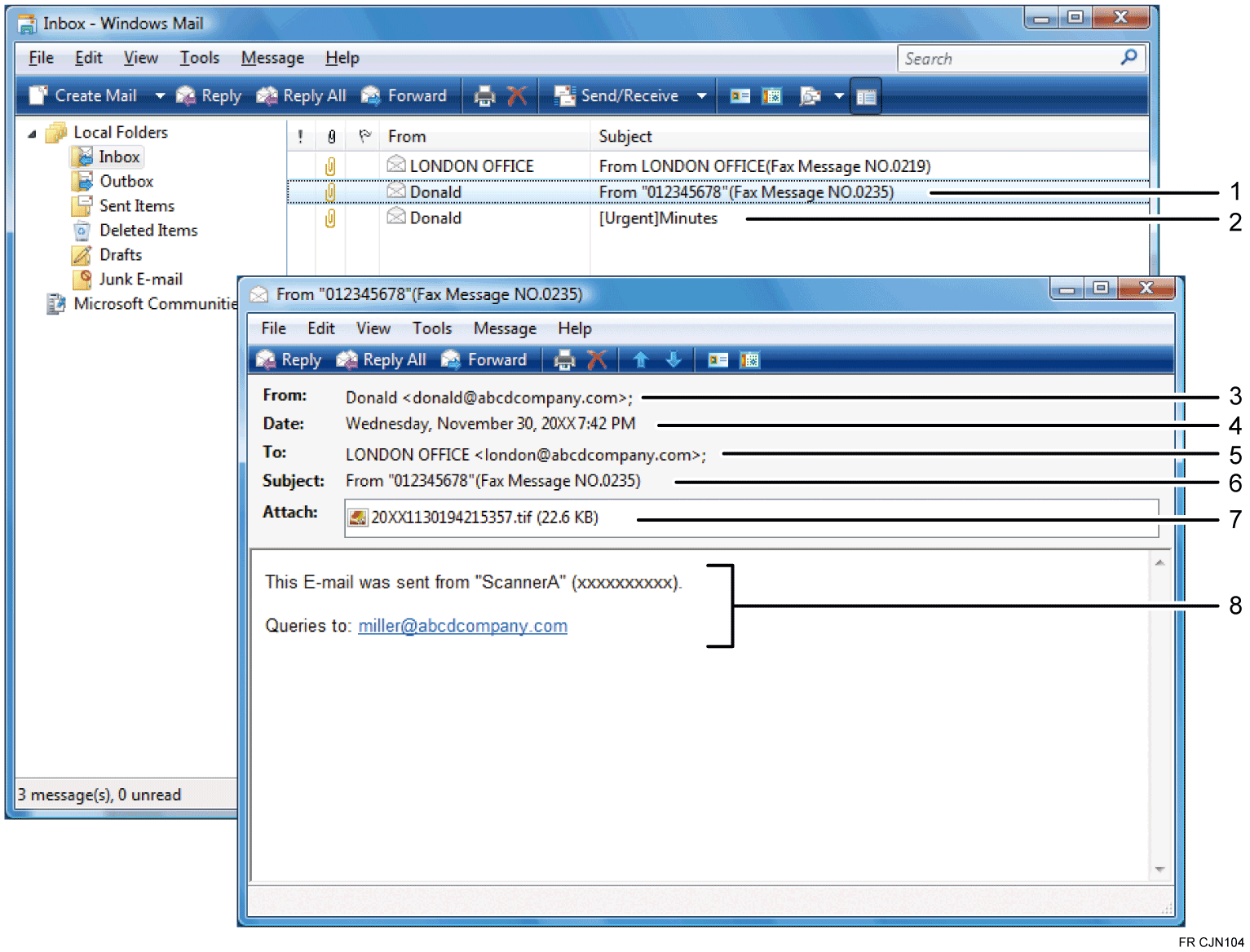 Illustration de l'&eacute;cran du syst&egrave;me d'exploitation avec l&eacute;gende num&eacute;rot&eacute;e