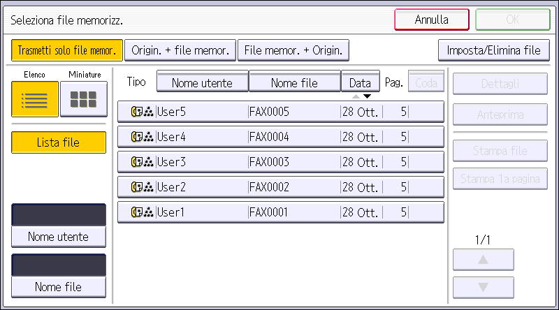 Illustrazione della schermata sul pannello di controllo