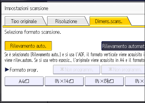 Illustrazione della schermata sul pannello operativo