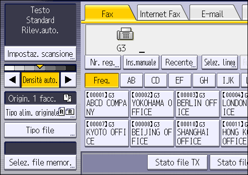 Illustrazione della schermata sul pannello di controllo