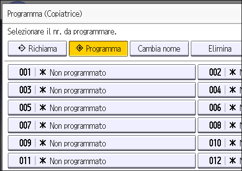 Illustrazione della schermata sul pannello operativo