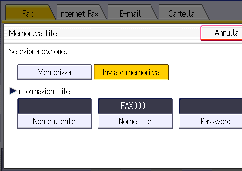 Illustrazione della schermata sul pannello operativo