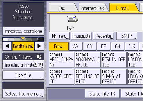 Illustrazione della schermata sul pannello operativo