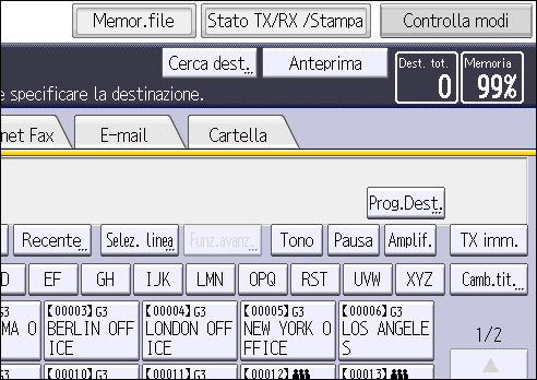 Illustrazione della schermata sul pannello operativo