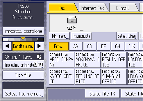 Illustrazione della schermata sul pannello operativo