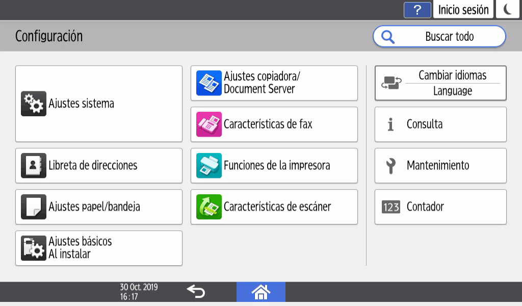 Ilustraci&oacute;n de la pantalla del panel de mandos