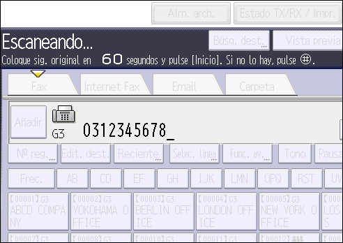 Ilustración de la pantalla del panel de operaciones