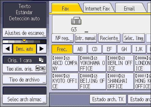 Ilustración de la pantalla del panel de operaciones