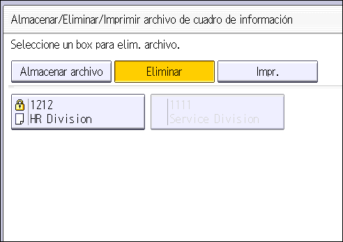 Ilustración de la pantalla del panel de operaciones