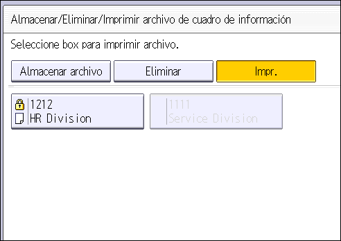 Ilustración de la pantalla del panel de operaciones