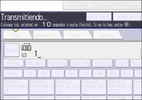 Ilustración de la pantalla del panel de operaciones