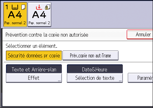 Illustration de l'&eacute;cran du panneau de commande