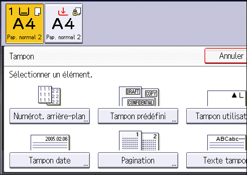Illustration de l'&eacute;cran du panneau de commande