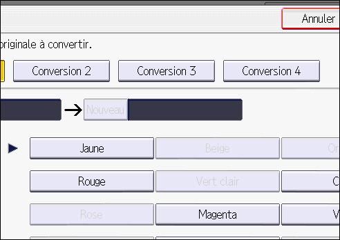Illustration de l'&eacute;cran du panneau de commande