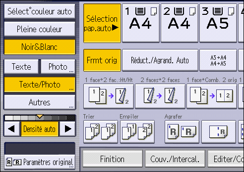 Illustration de l'&eacute;cran du panneau de commande