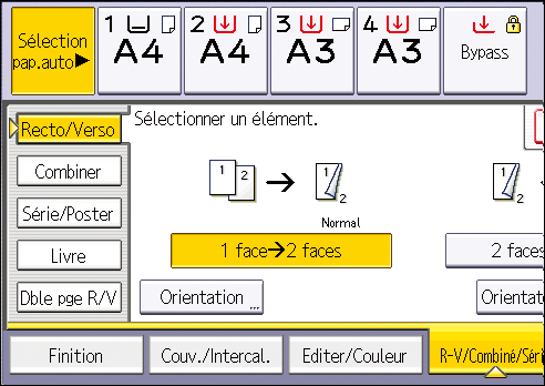 Illustration de l'&eacute;cran du panneau de commande