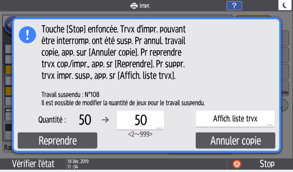 Illustration de l'&eacute;cran du panneau de commande