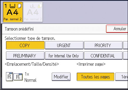 Illustration de l'&eacute;cran du panneau de commande