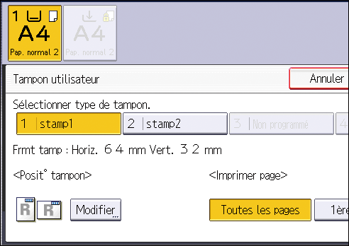 Illustration de l'&eacute;cran du panneau de commande