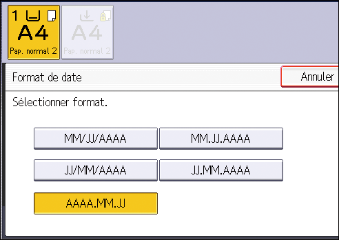 Illustration de l'&eacute;cran du panneau de commande