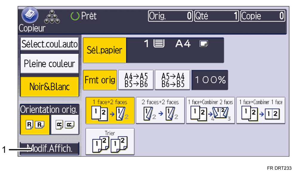Illustration de l'&eacute;cran du panneau de commande avec l&eacute;gendes num&eacute;rot&eacute;es