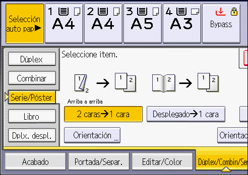 Ilustraci&oacute;n de la pantalla del panel de operaciones