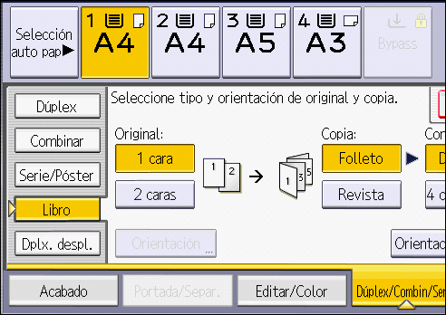 Ilustraci&oacute;n de la pantalla del panel de mandos
