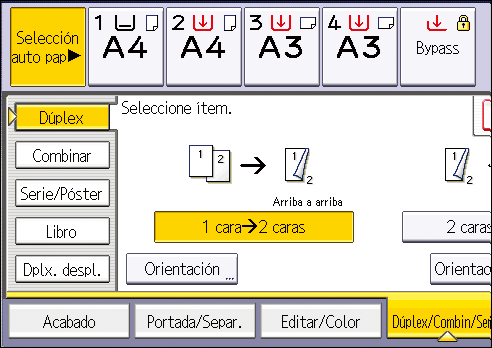 Ilustraci&oacute;n de la pantalla del panel de operaciones