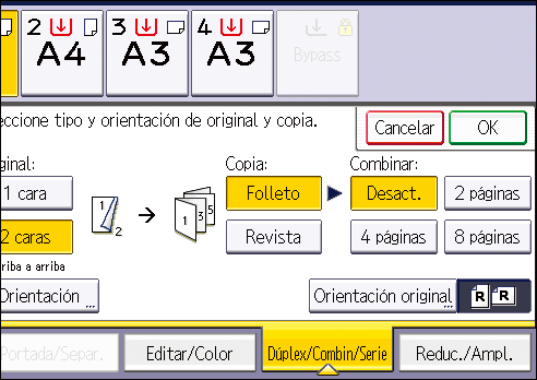 Ilustraci&oacute;n de la pantalla del panel de operaciones