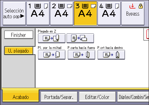 Ilustraci&oacute;n de la pantalla del panel de operaciones