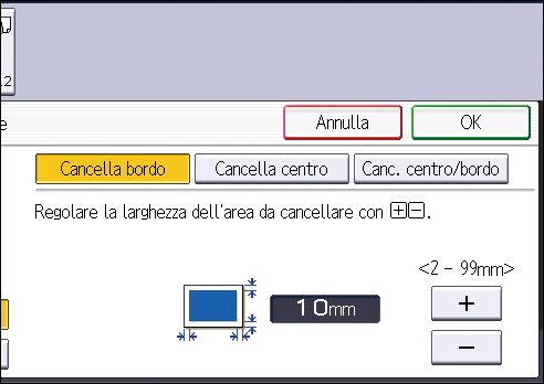 Illustrazione della schermata sul pannello operativo