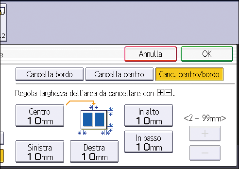 Illustrazione della schermata sul pannello operativo