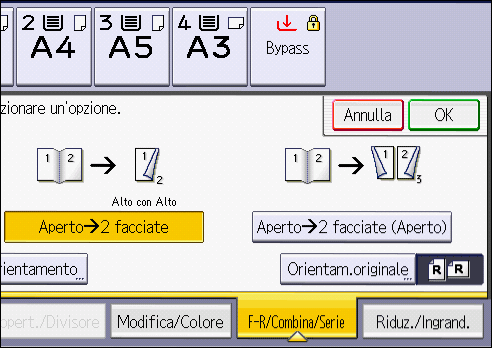 Illustrazione della schermata sul pannello operativo
