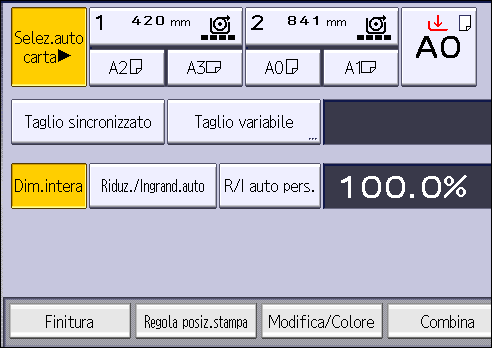 Illustrazione della schermata sul pannello operativo