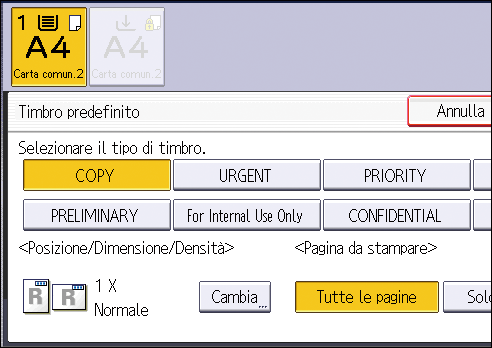 Illustrazione della schermata sul pannello operativo